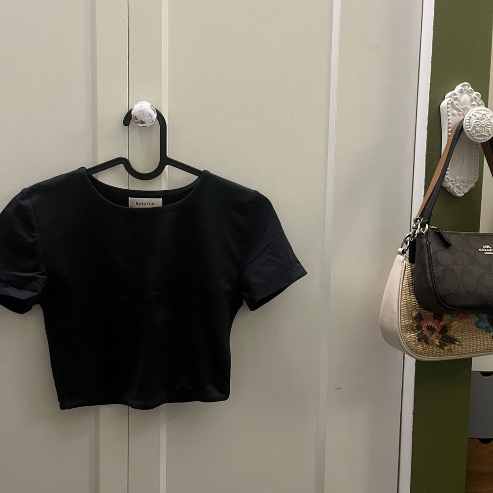 Babaton Contour Cropped Black Tee